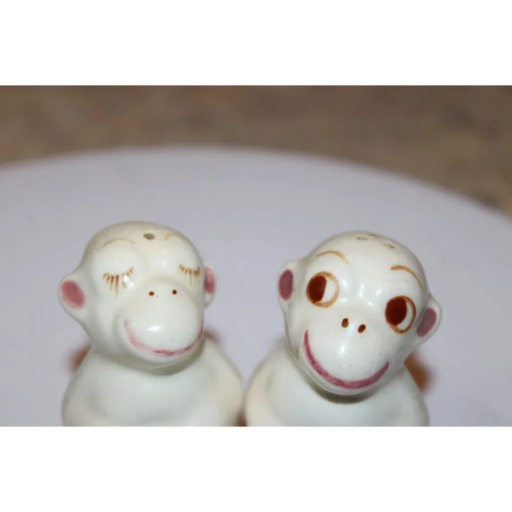 Salt & Pepper Shakers - Vintage China Monkeys